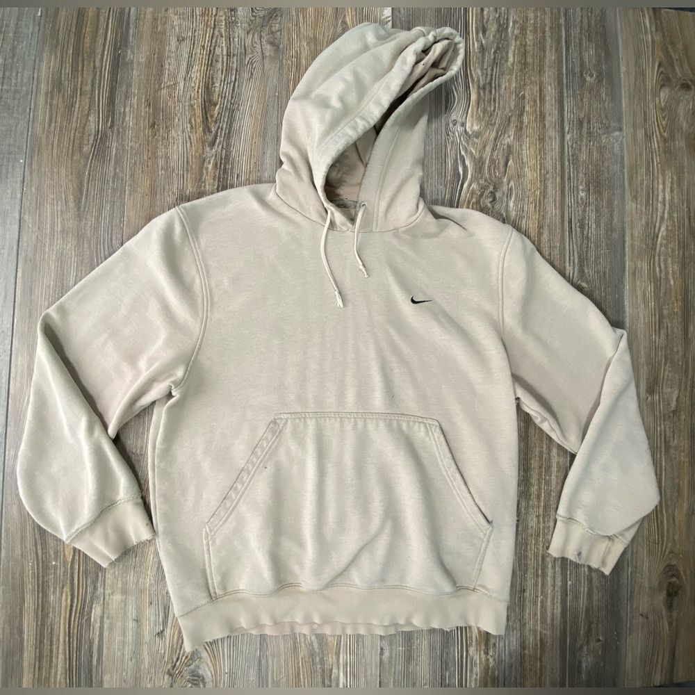 Vintage Y2K Faded Latte Nike Mini Swoosh Hoodie Size medium Distressed